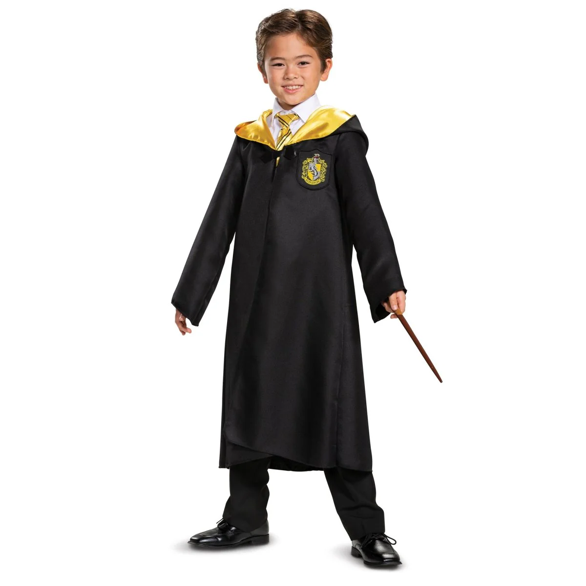 Harry Potter Hufflepuff Robe Costume for Kids, Black and Yellow Robe - Image 4