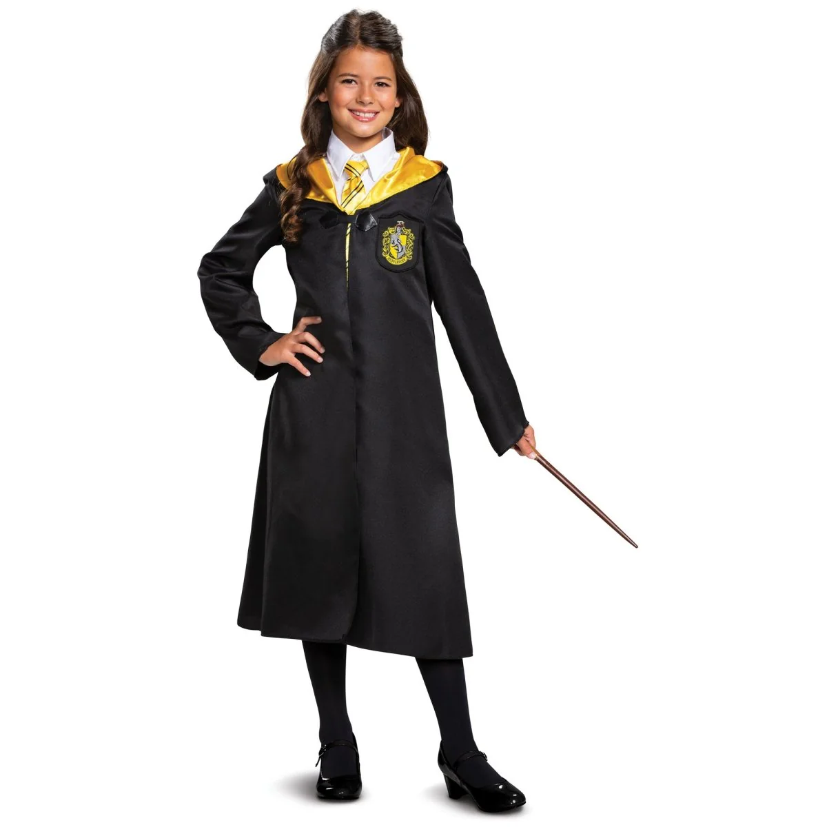 Harry Potter Hufflepuff Robe Costume for Kids, Black and Yellow Robe - Image 5