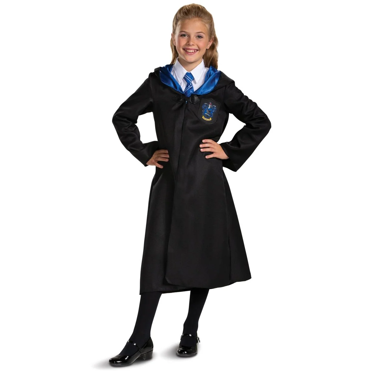 Harry Potter Ravenclaw Robe Costume for Kids, Black and Blue Robe - Image 4