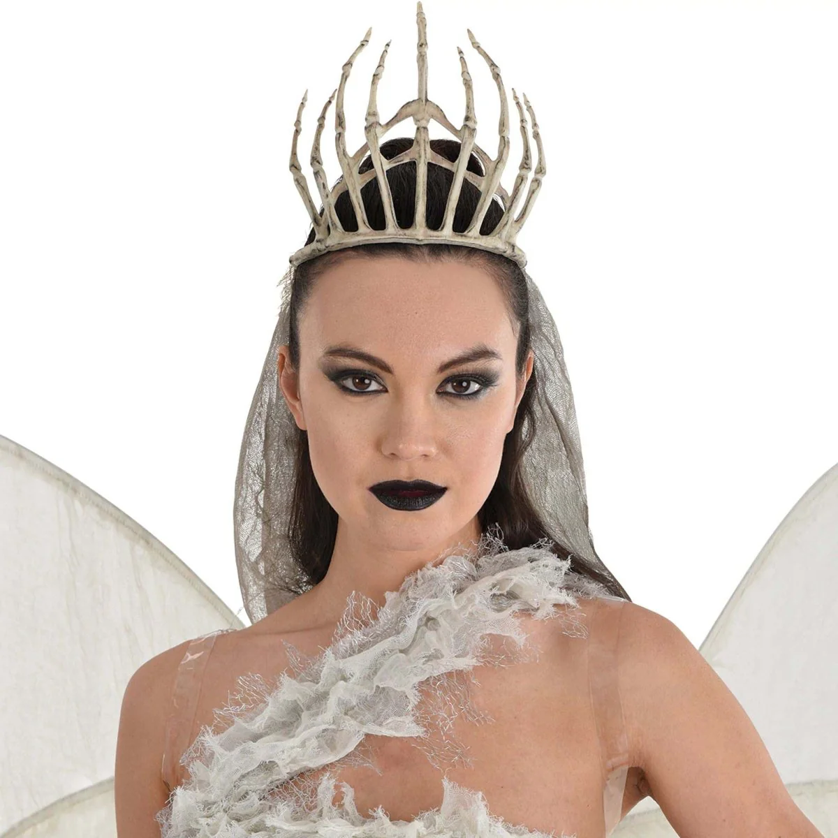 Haunted Bone Crown Headpiece with Veil for Adults