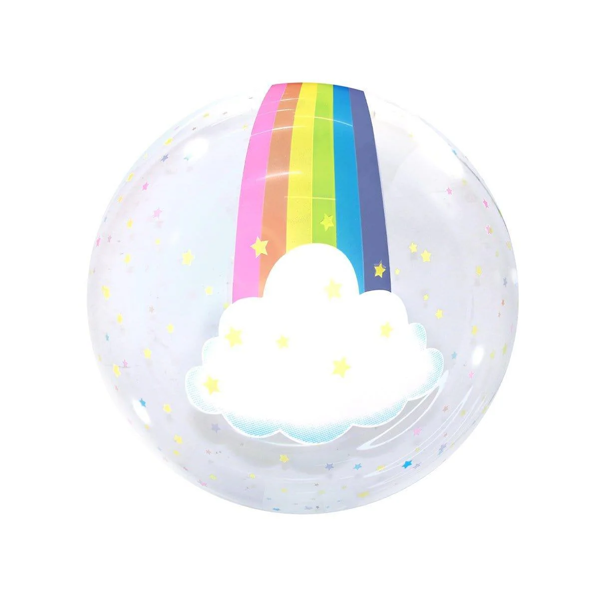 HD Bubble Balloon, Rainbow & Stars, 20 Inches
