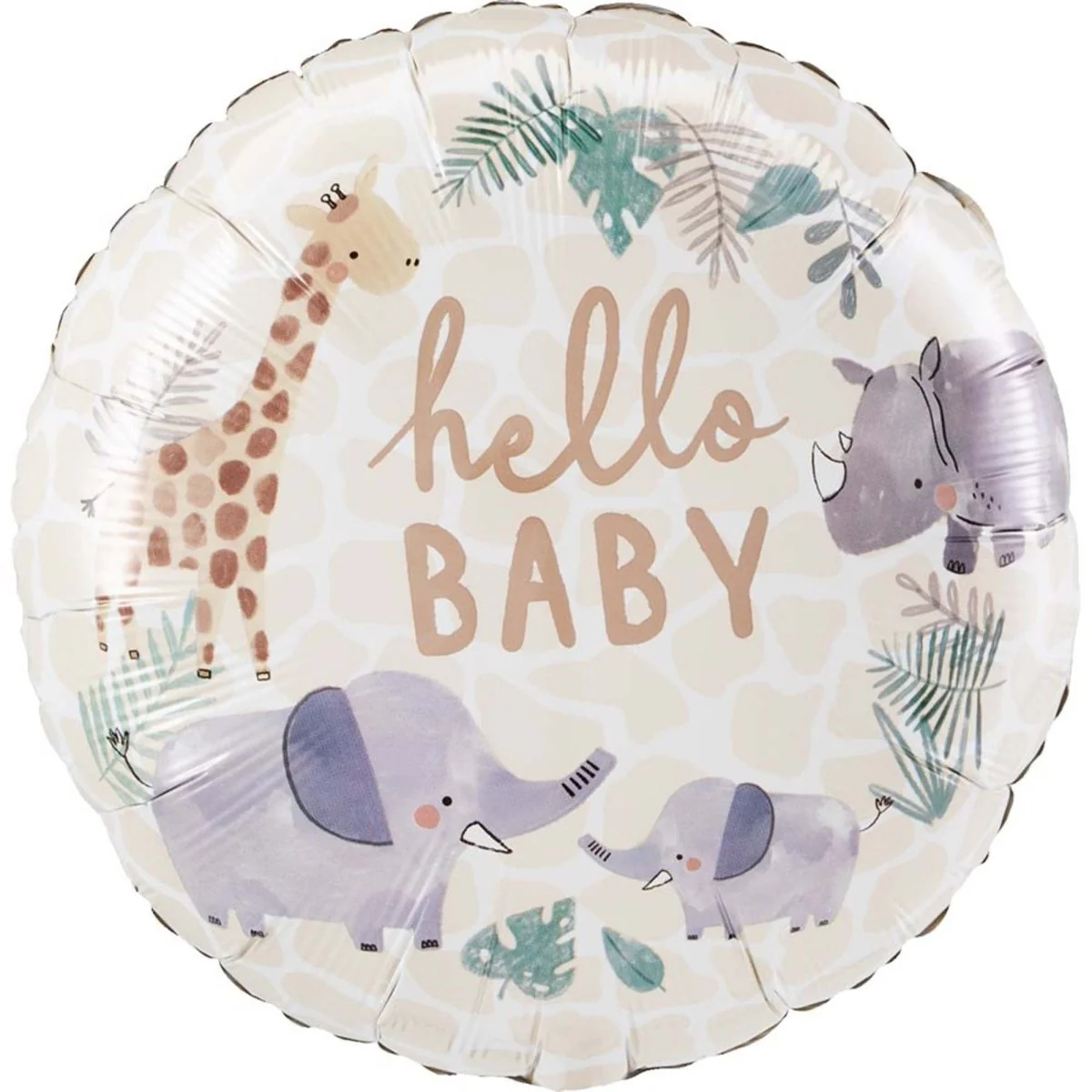 Hello Baby Soft Jungle Foil Round Balloon, 18 Inches, 1 Count