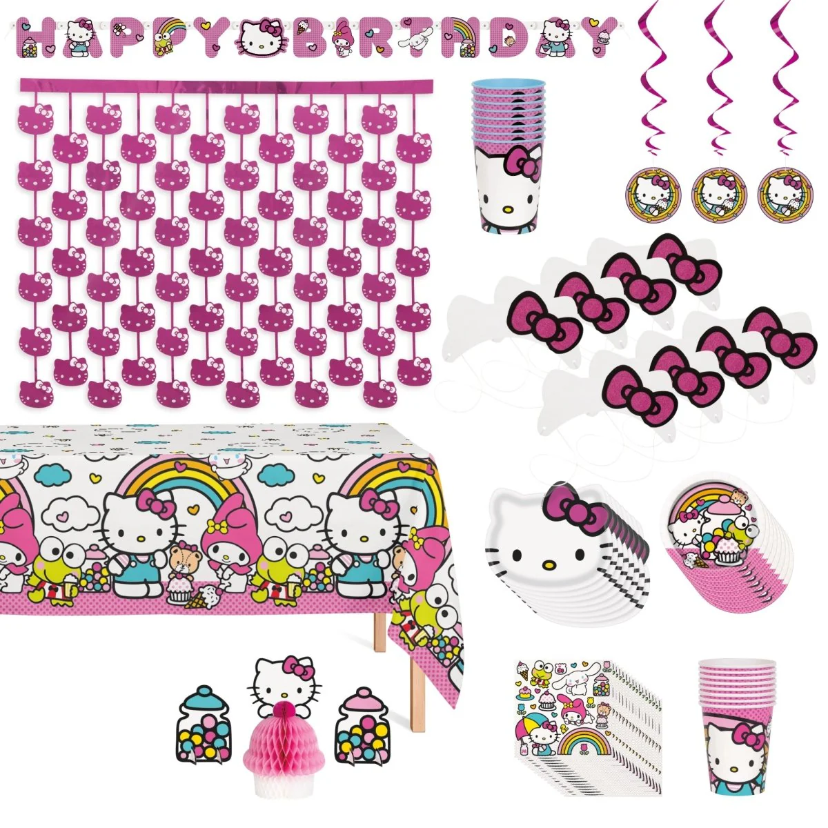 Hello Kitty Standard Birthday Party Supplies Kit, 8 Guests
