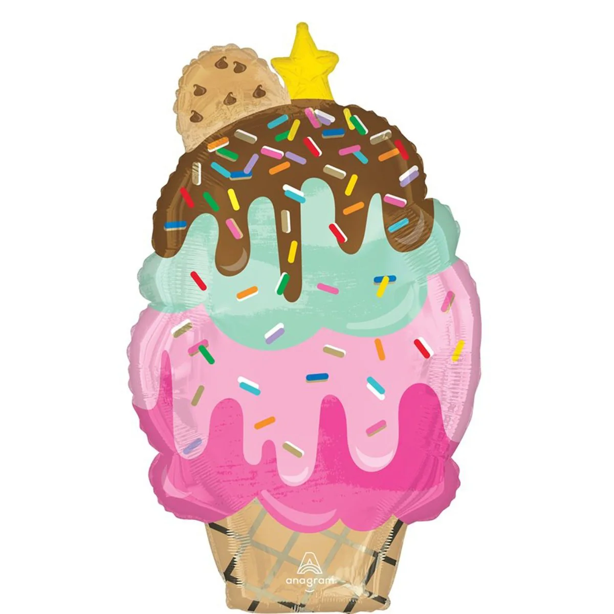 Here's the Scoop Cone Supershape Foil Balloon, 24 Inches, 1 Count