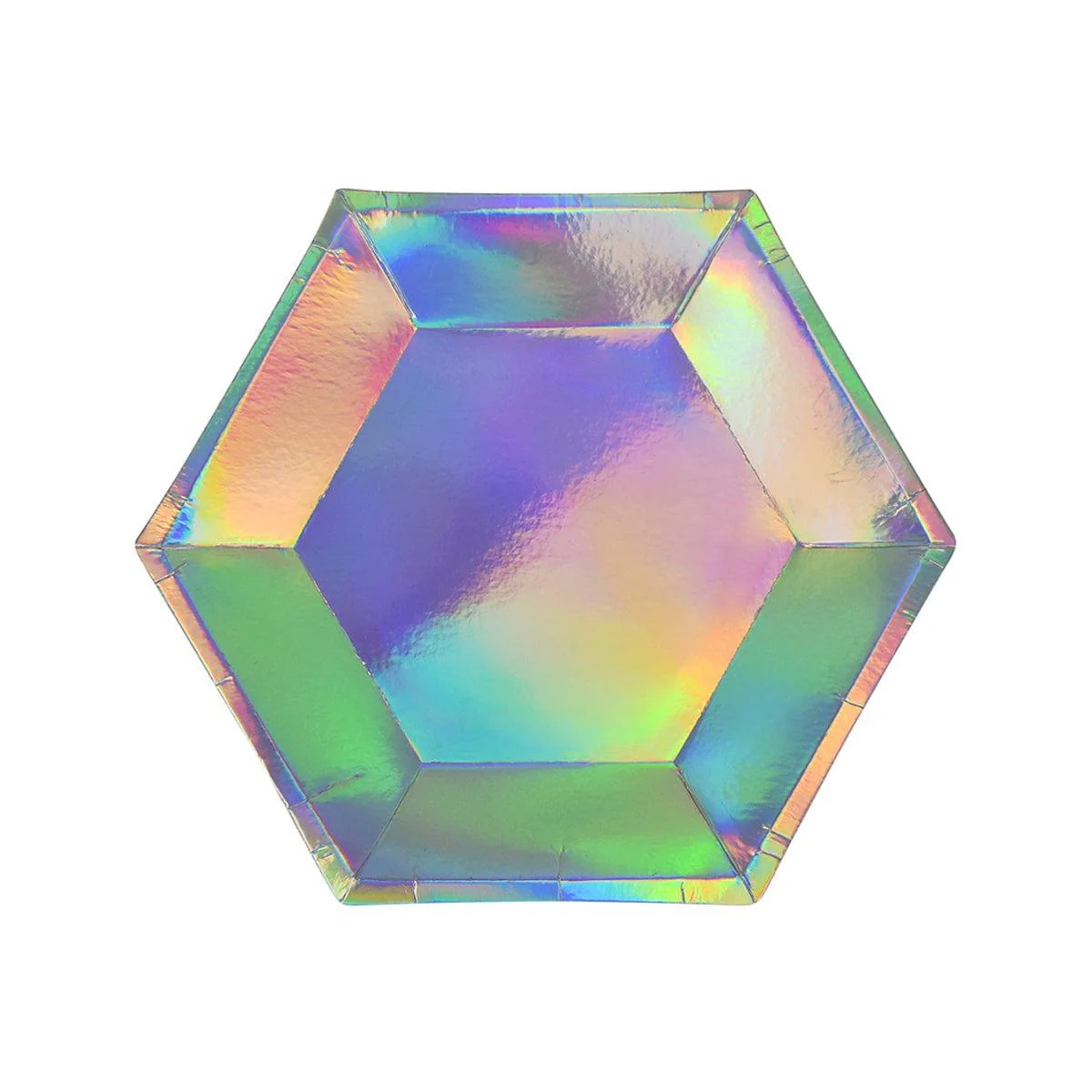 Hexagon Iridescent Plates, 7 Inches, 8 Count