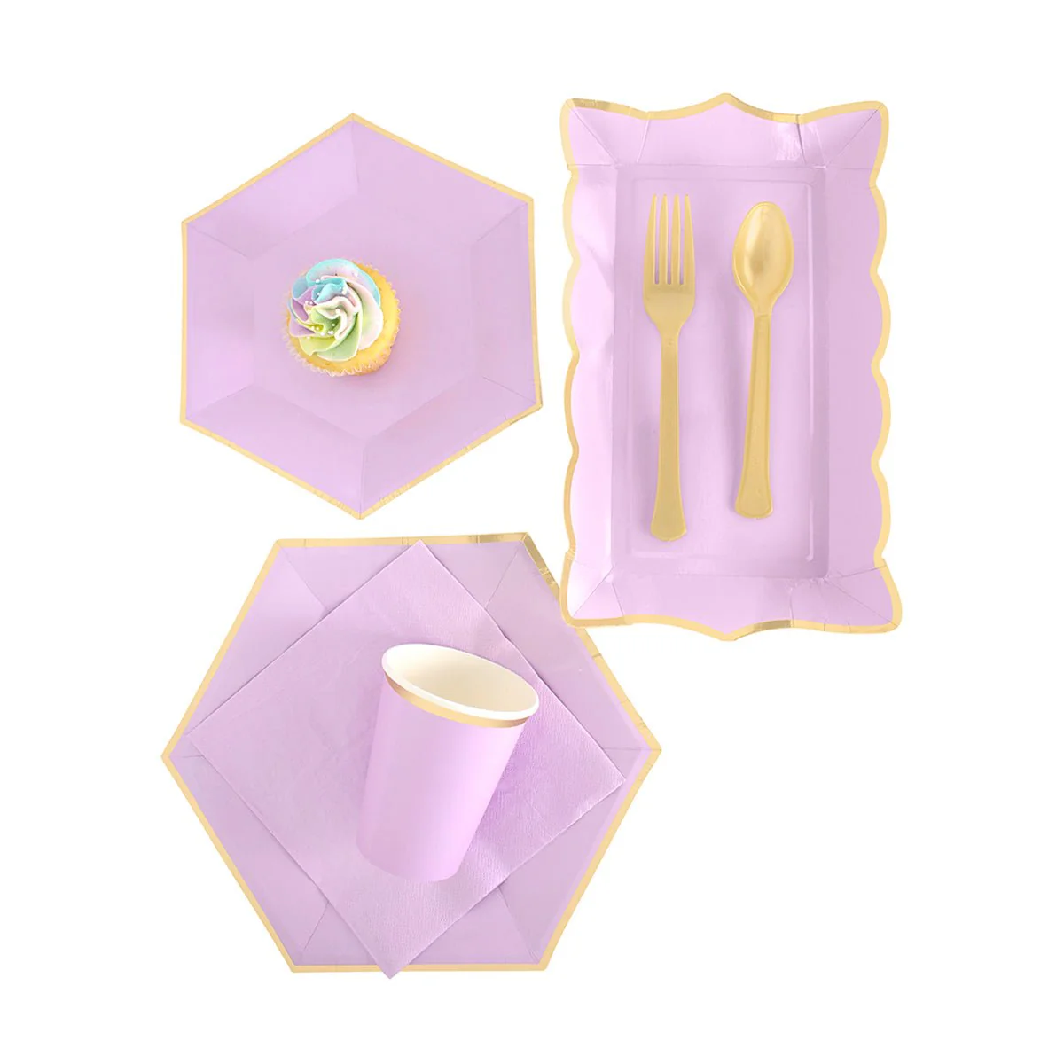 Hexagon Lavender Plates, 9 Inches, 8 Count - Image 2