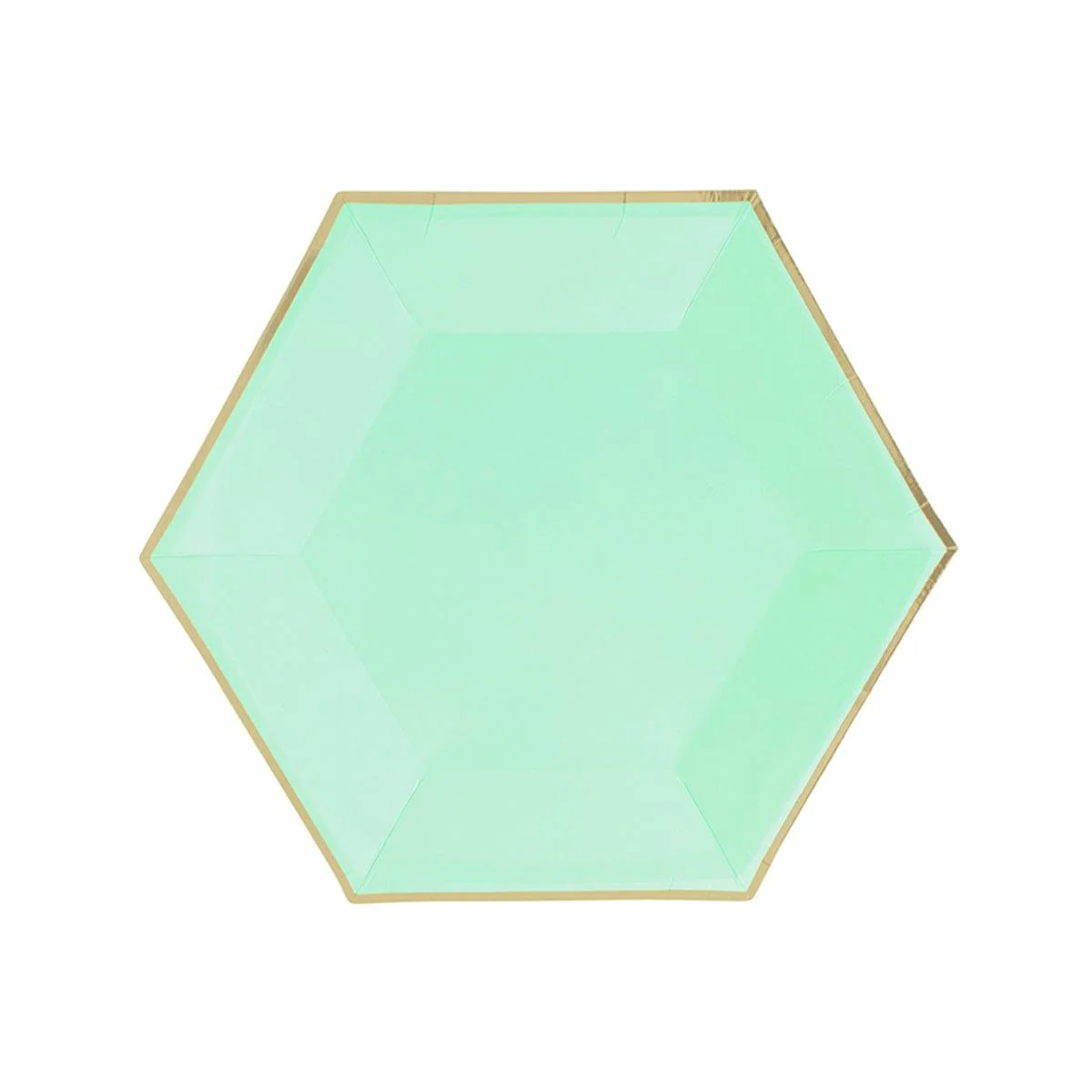 Hexagon Mint Green Plates, 7 Inches, 8 Count