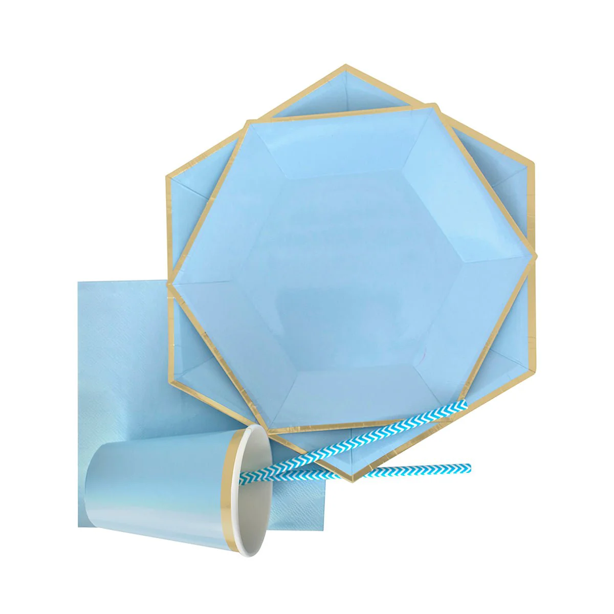 Hexagon Plates Light Blue, 7 Inches, 8 Count - Image 2