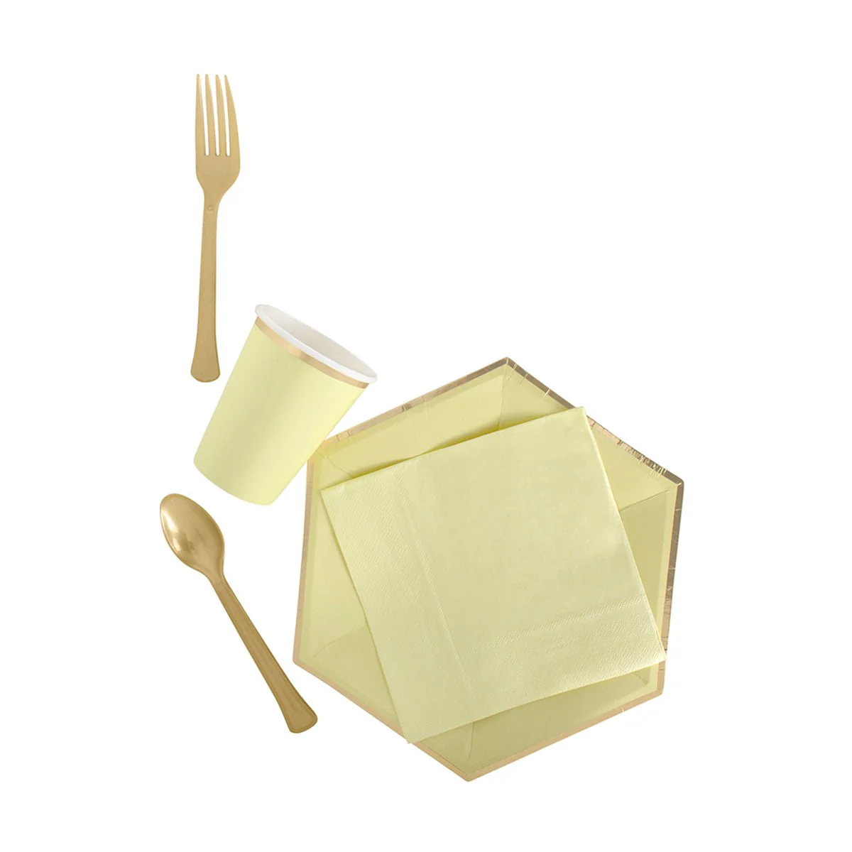 Hexagon Yellow Plates, 9 Inches, 8 Count - Image 2