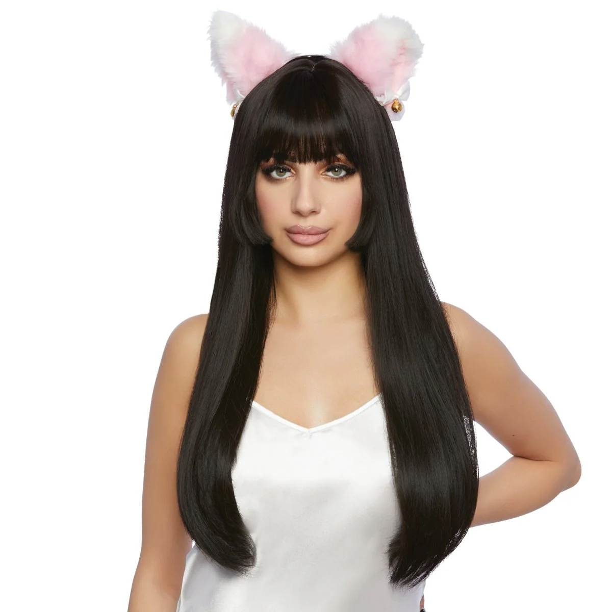 Hitoha Black Long Wig for Adults
