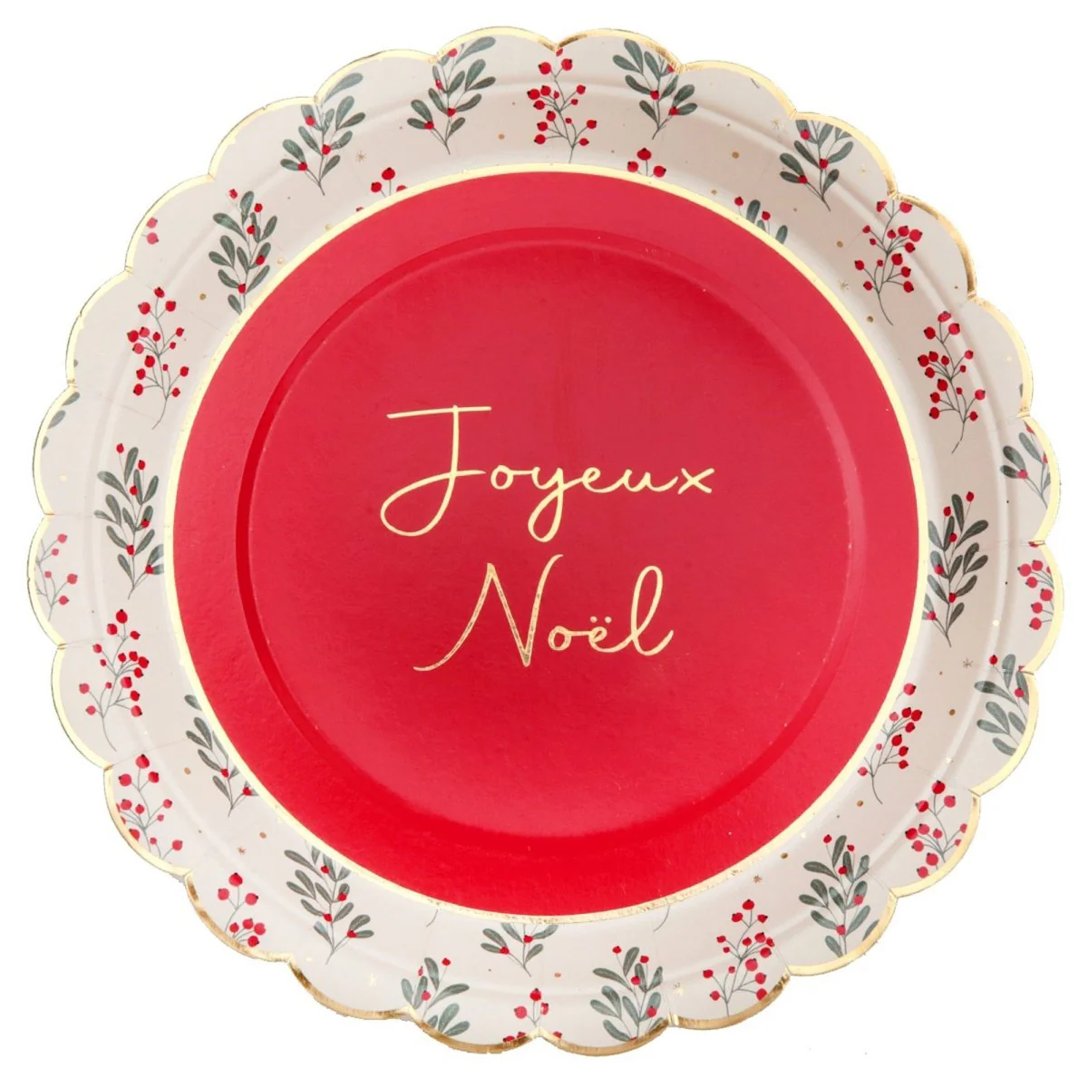 Holly Christmas Large Lunch Paper Plates, 9 Inches, 10 Count