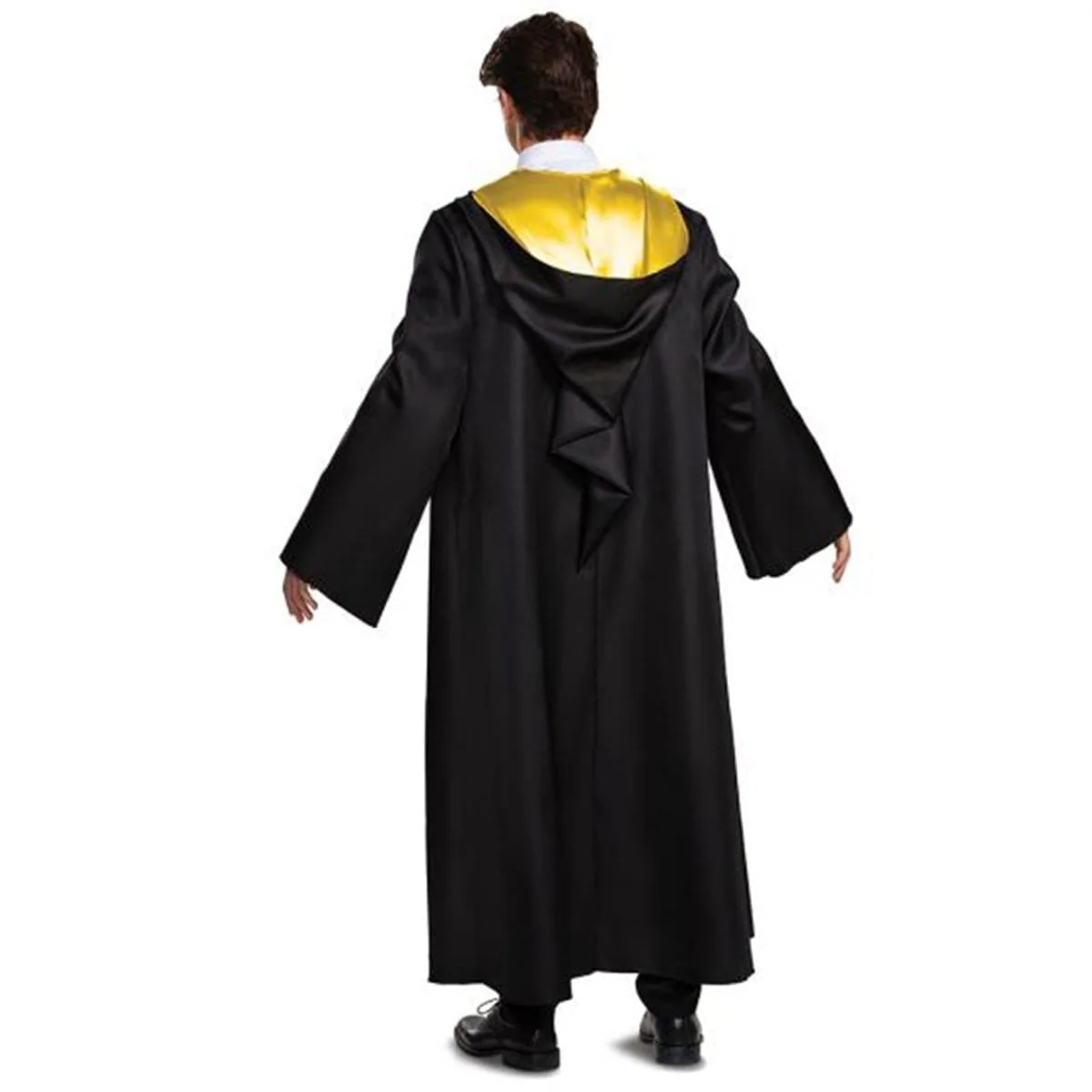 Harry Potter Hufflepuff Deluxe Robe for Adults, Black and Yellow Satin Robe - Image 3