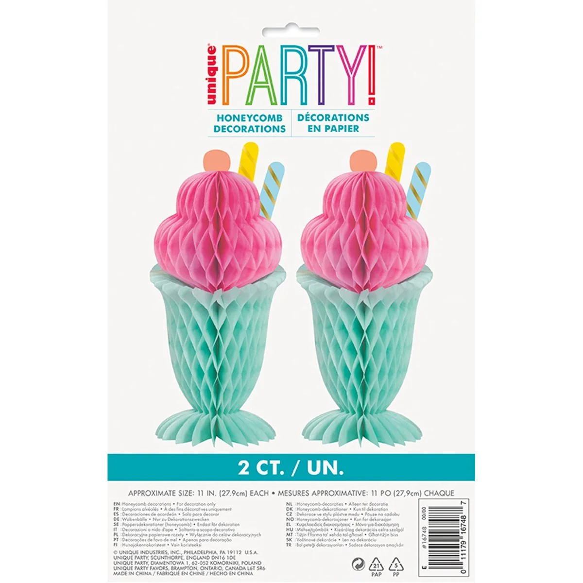 Ice Cream Honeycomb Centerpiece, 11 Inches, 2 Count