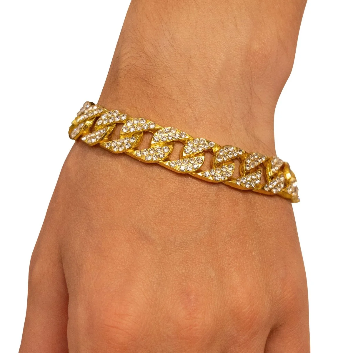 Iced Out Gold Bracelet, 8 Inches, 1 Count