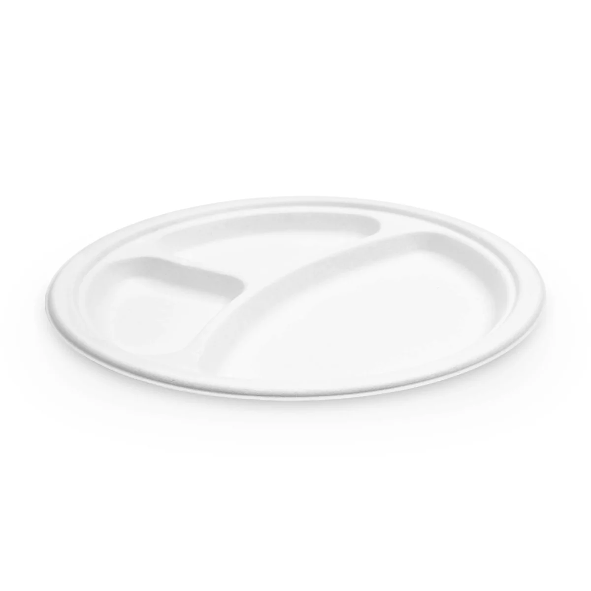 iECO Large Round Bagasse Plates with 3 Compartment, 10 Inches, 8 Count - Image 2