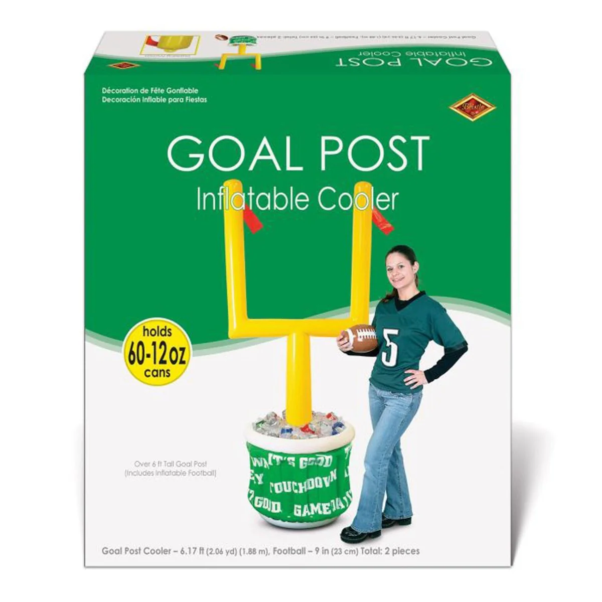 Inflatable Goal Post Cooler with Football, 28 x 74 Inches, 1 Count - Image 2