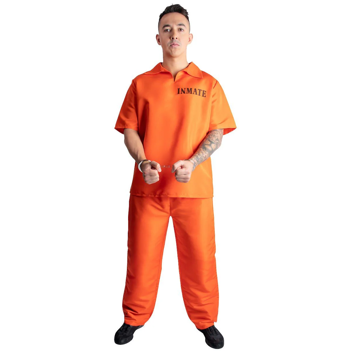 Inmate Costume for Adults, Orange Top and Pants - Image 2
