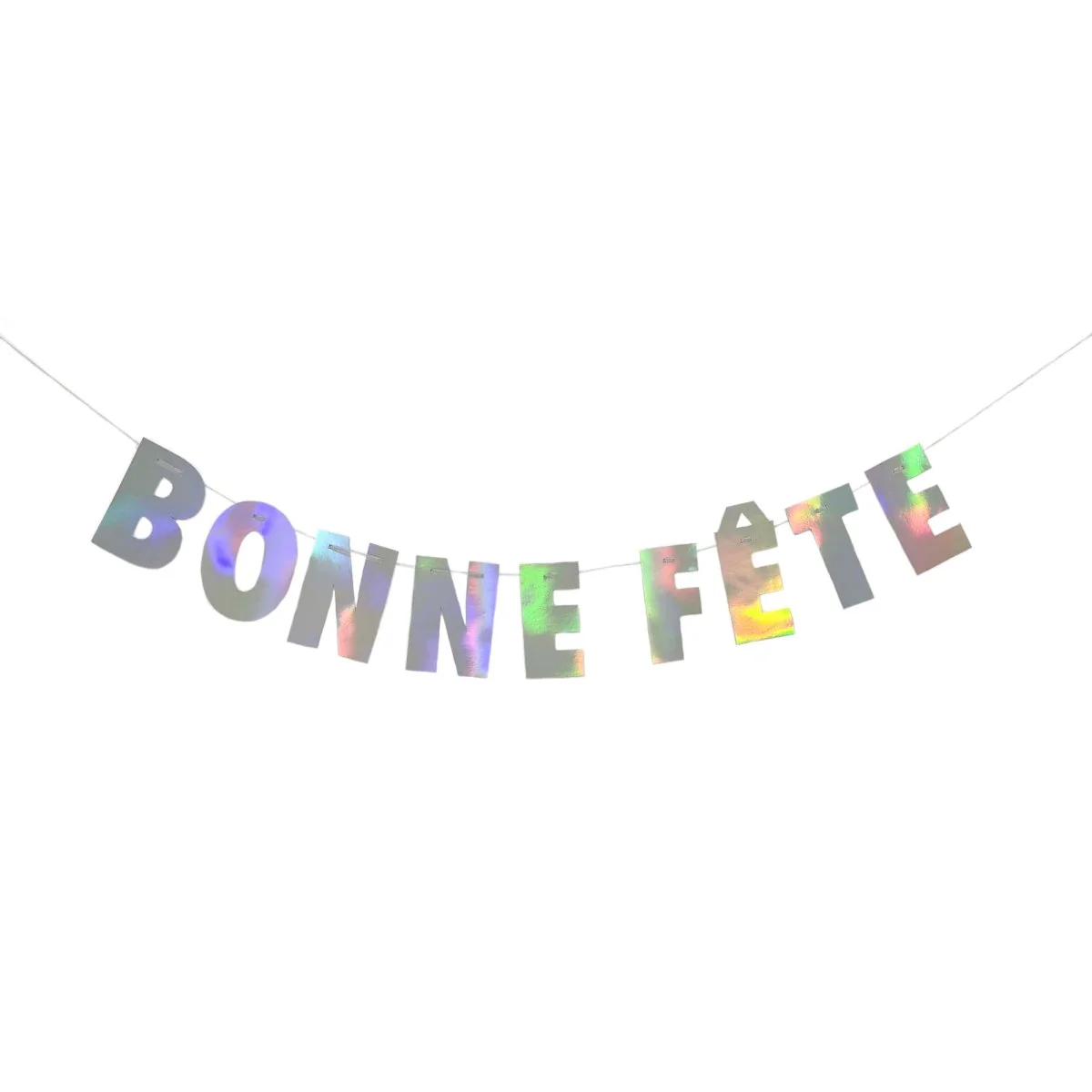 Iridescent "Bonne Fête" Foil Letter Banner, 94 Inches, 1 Count