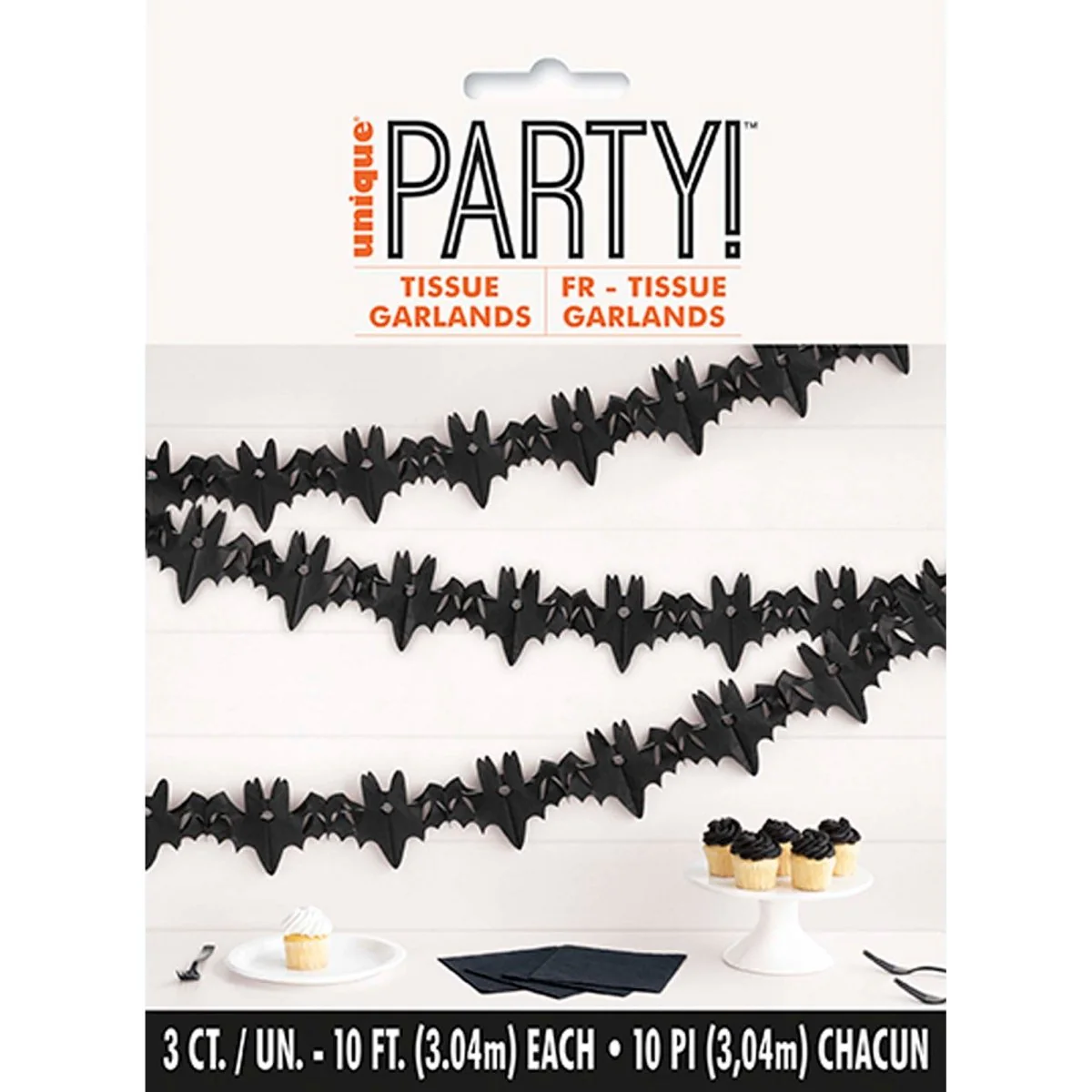 Iridescent Hauntings Bat Tissue Garland, 120 Inches, 3 Count - Image 2