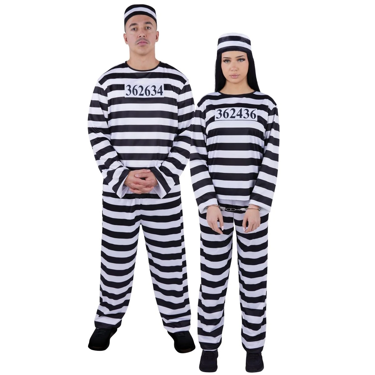 Jailbird Plus Size Costume for Adults, Black and White Striped Pants and Top
