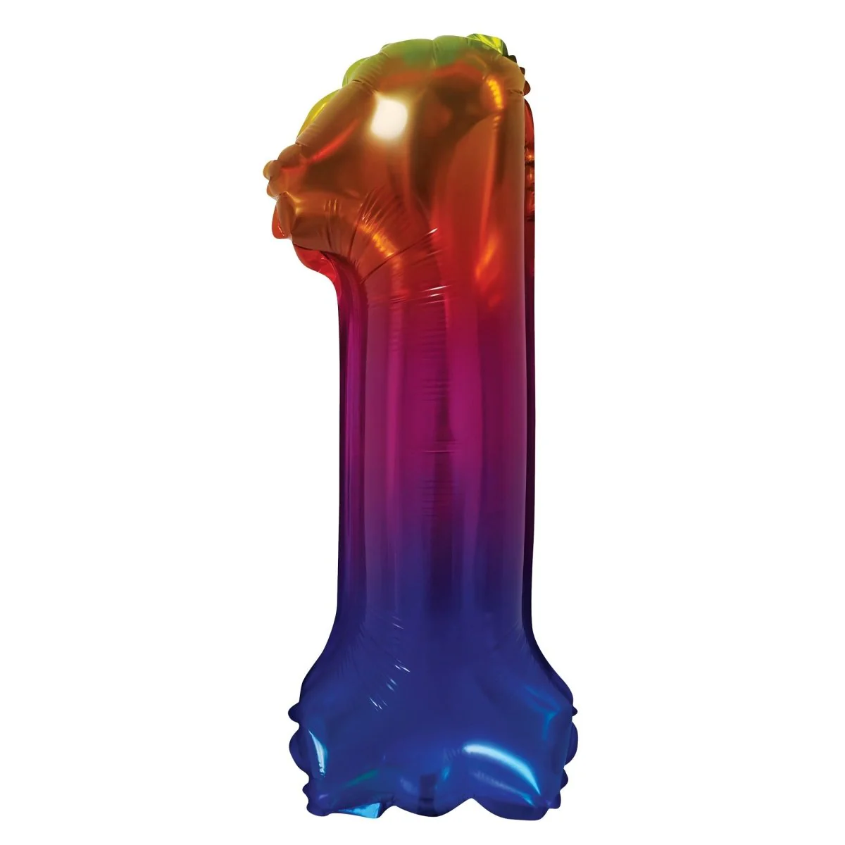 Jelly Ombre Rainbow Number 1 Foil Balloon, 16 Inches, 1 Count