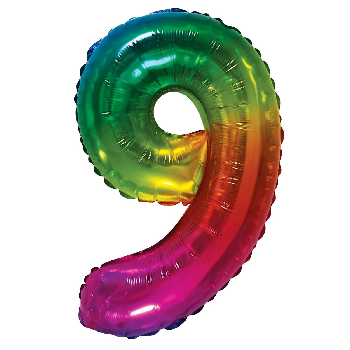 Jelly Ombre Rainbow Number 9 Foil Balloon, 16 Inches, 1 Count