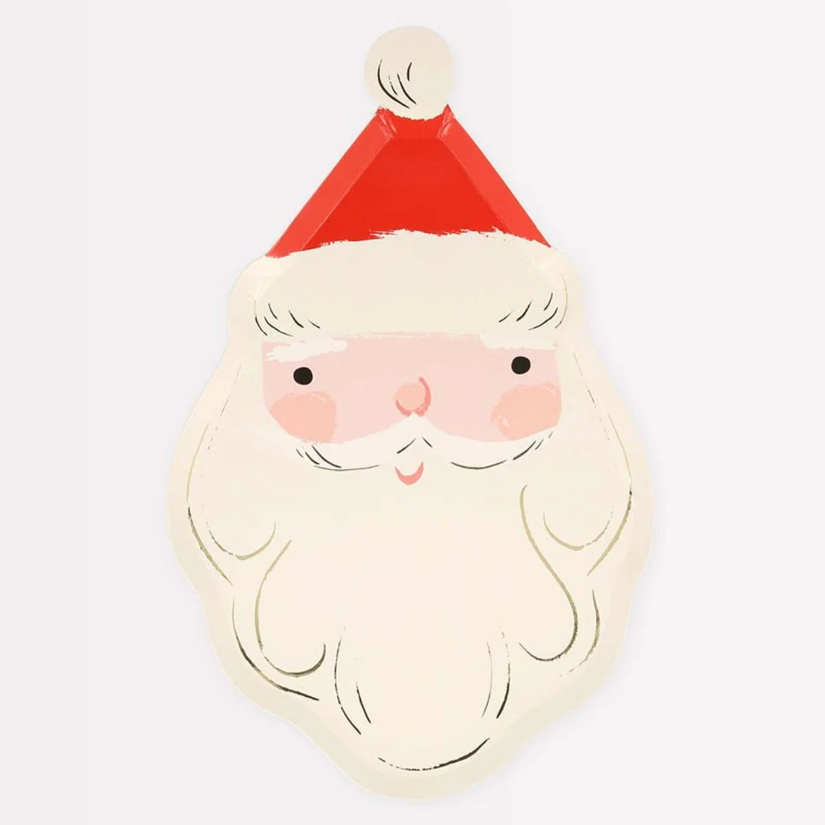 Jolly Christmas Large Santa Shaped Lunch Paper Plates, 7 Inches, 8 Count