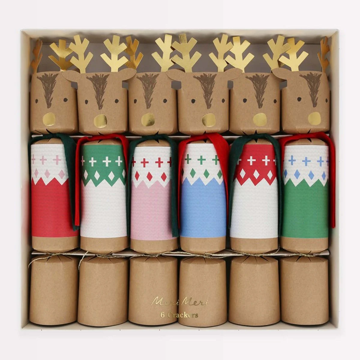 Jolly Christmas Reindeer Crackers, 6 Count