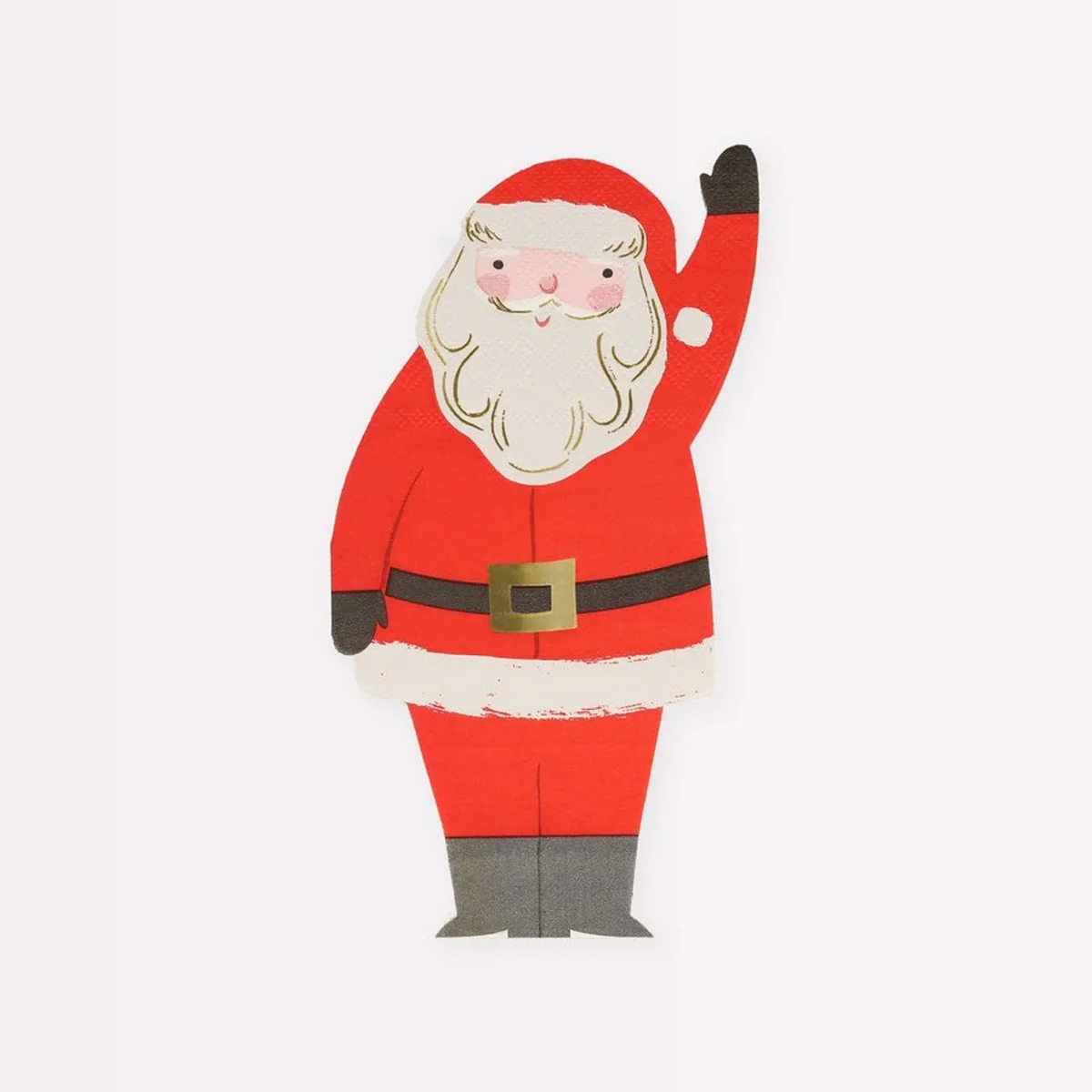 Jolly Christmas Small Santa Shaped Beverage Napkins, 16 Count