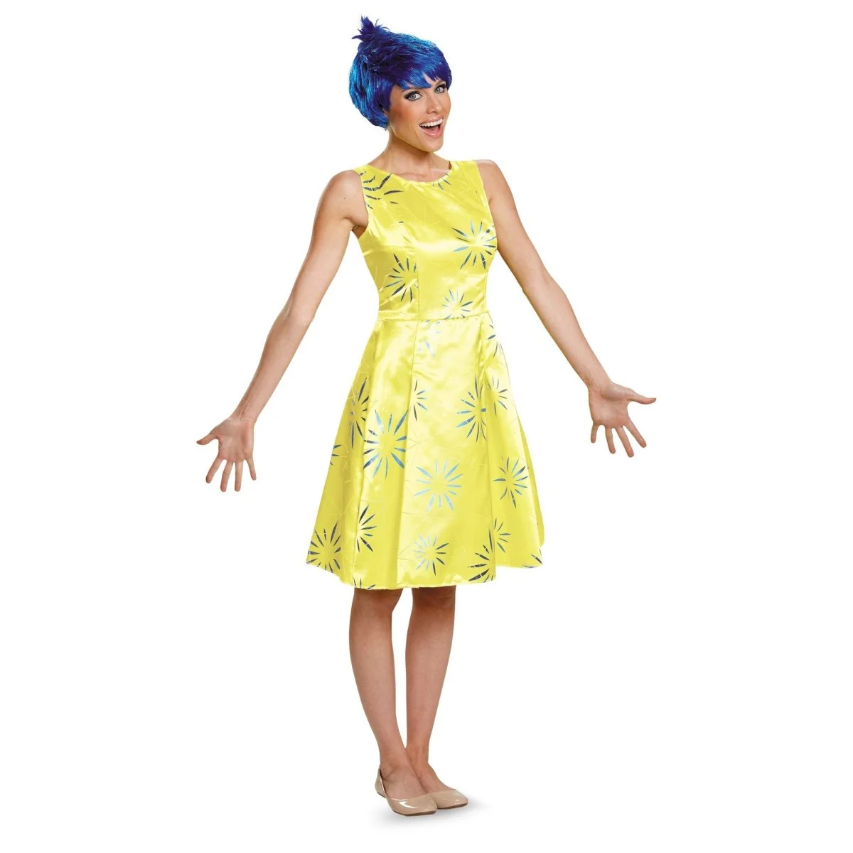 Joy Deluxe Costume for Adults, Inside Out 2, Yellow Dress and Wig