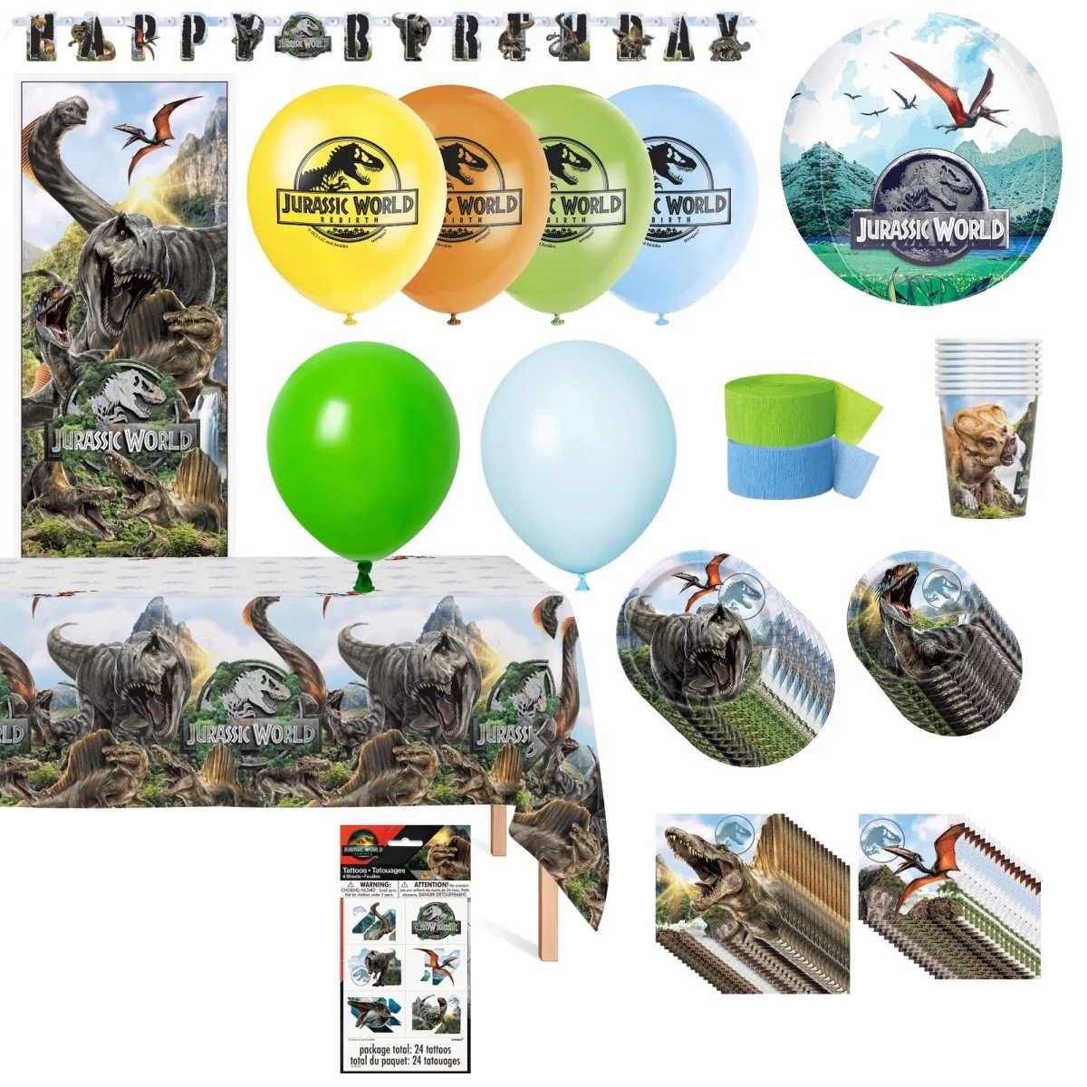 Jurassic World Standard Birthday Party Supplies Kit, 8 Guests