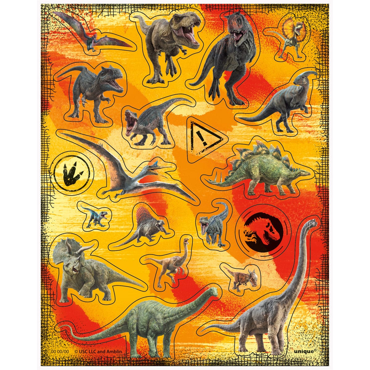 Jurassic World Sticker Sheets with Dinosaurs, 4 Count