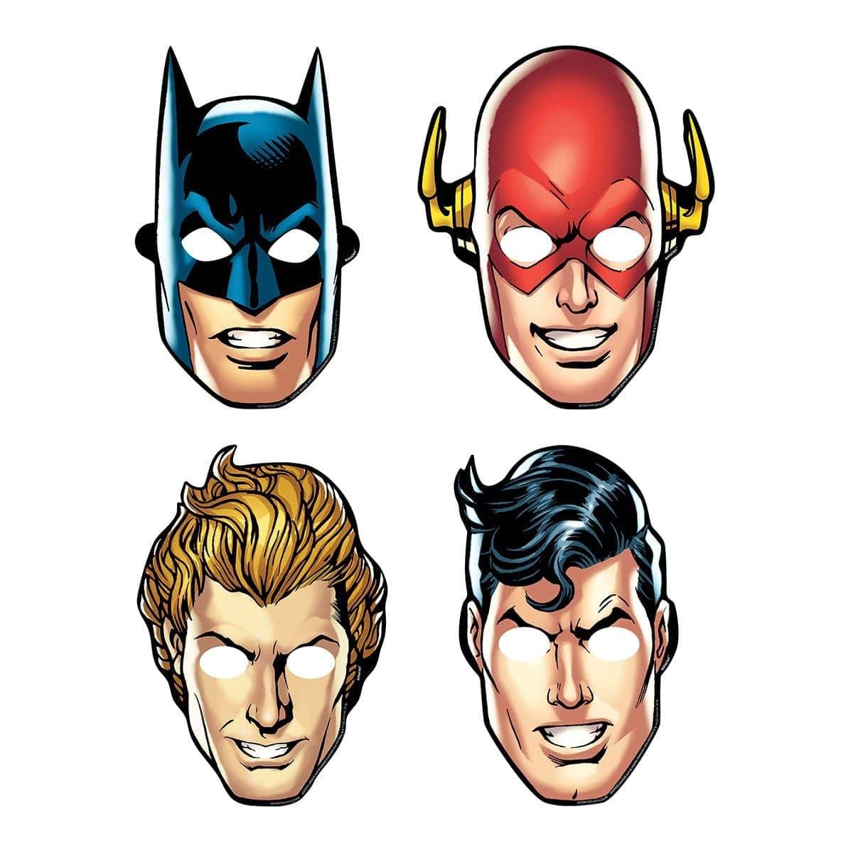 Justice League paper masks, 8 per package