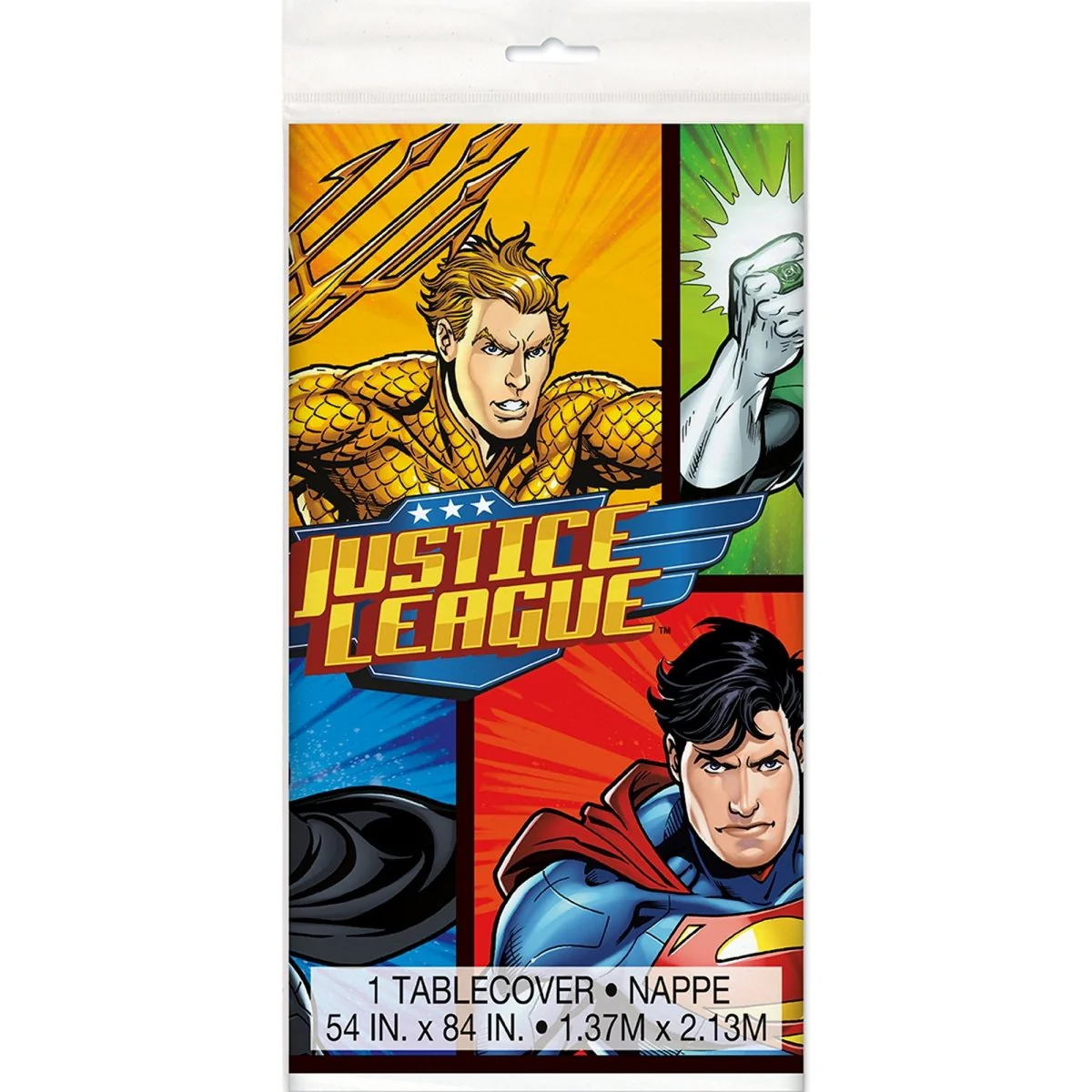 Justice League Rectangular Plastic Table Cover, 54 x 84 Inches, 1 Count
