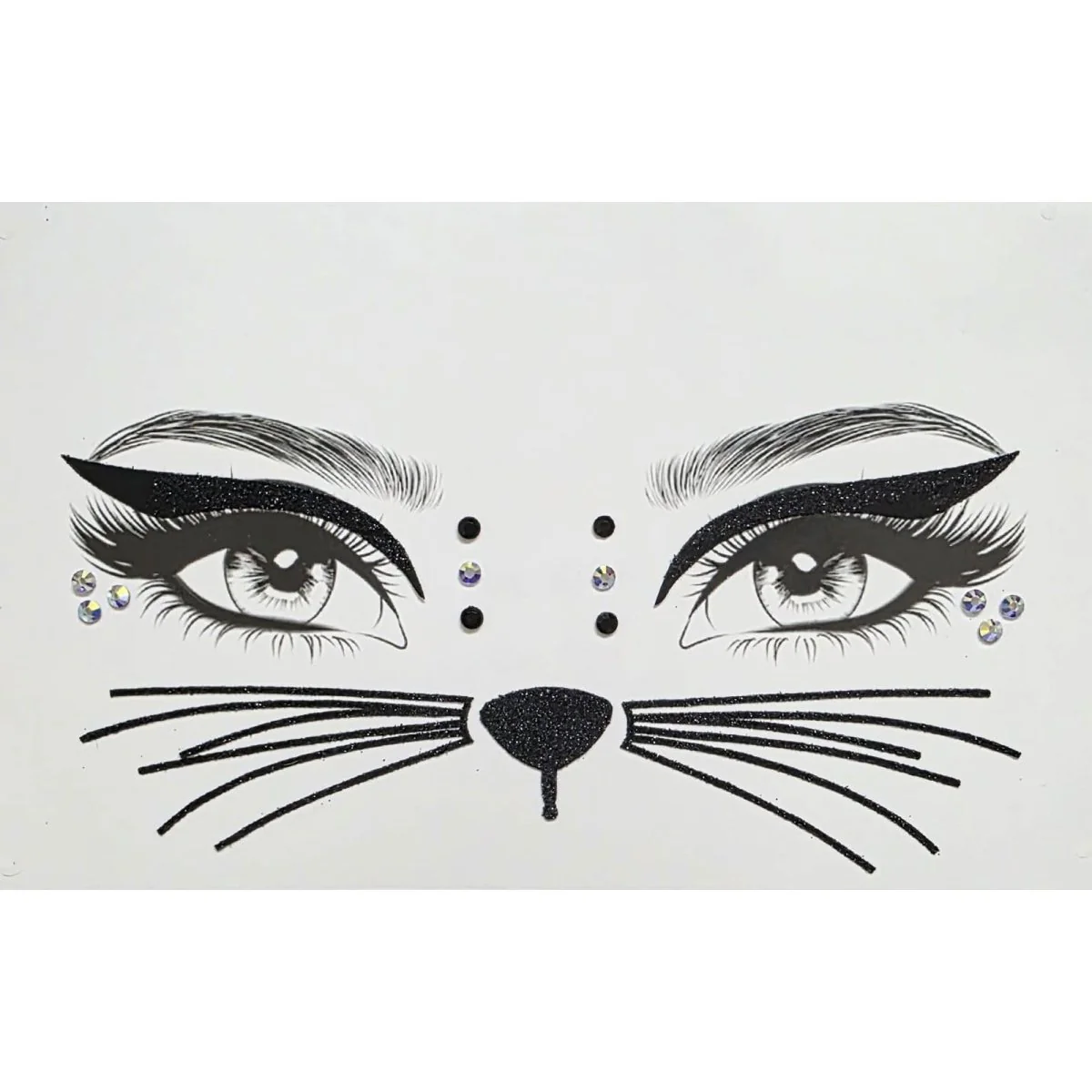 Kitty Cat Face Art Crystal Stickers, 1 Count