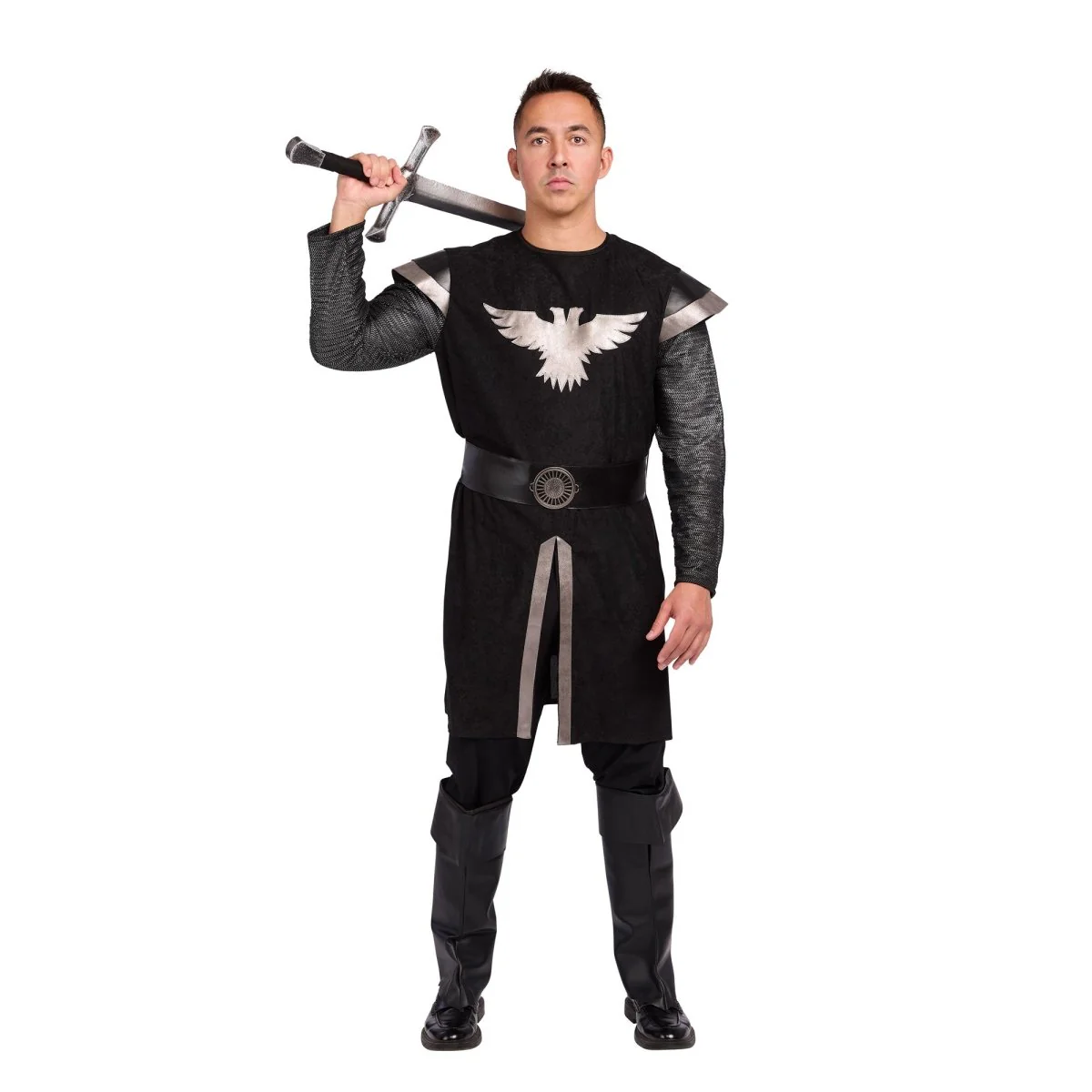 Knight Costume for Adults, Black and Silver