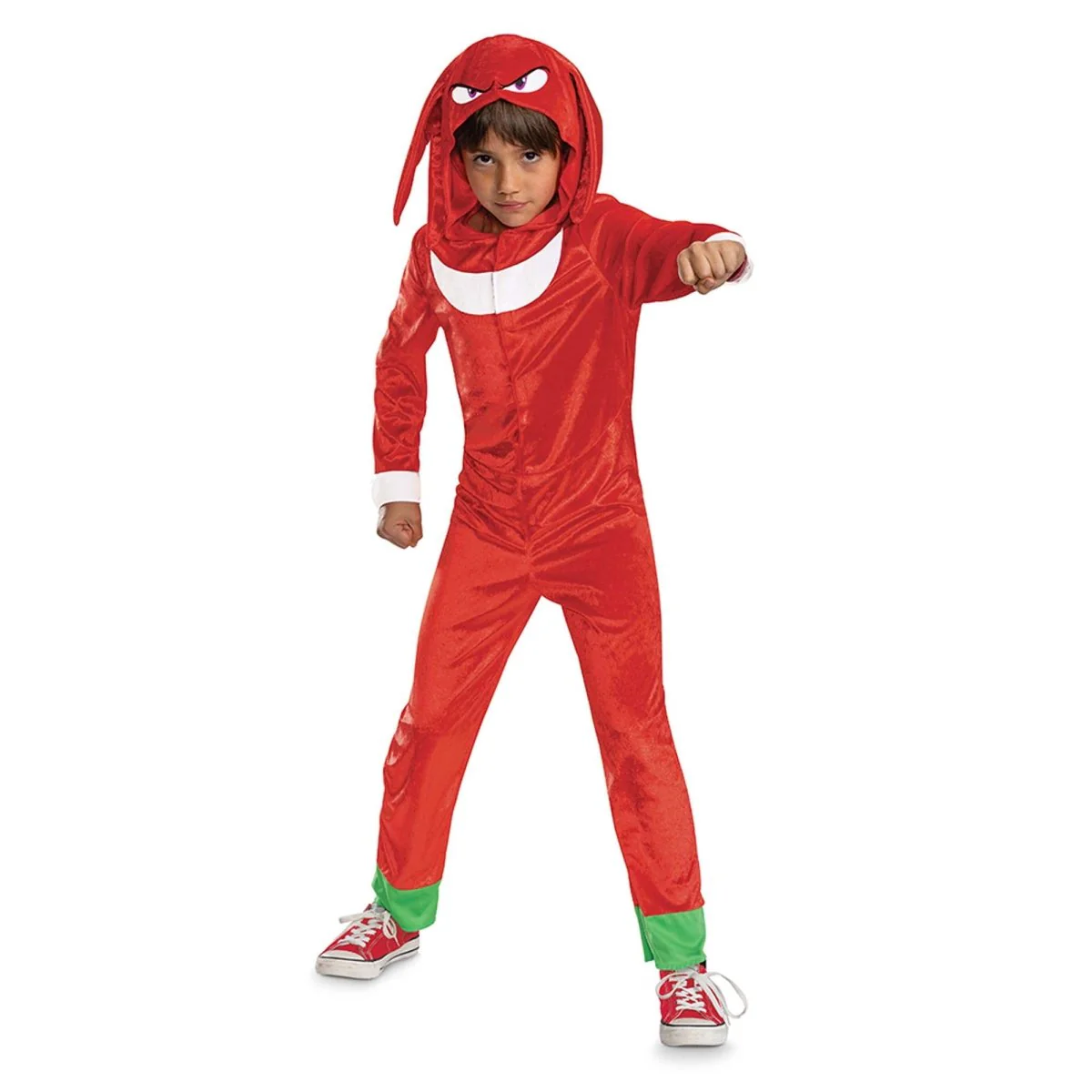 Knuckles Costume for Kids, Sonic the Hedgehog, Red Hooded Jumpsuit