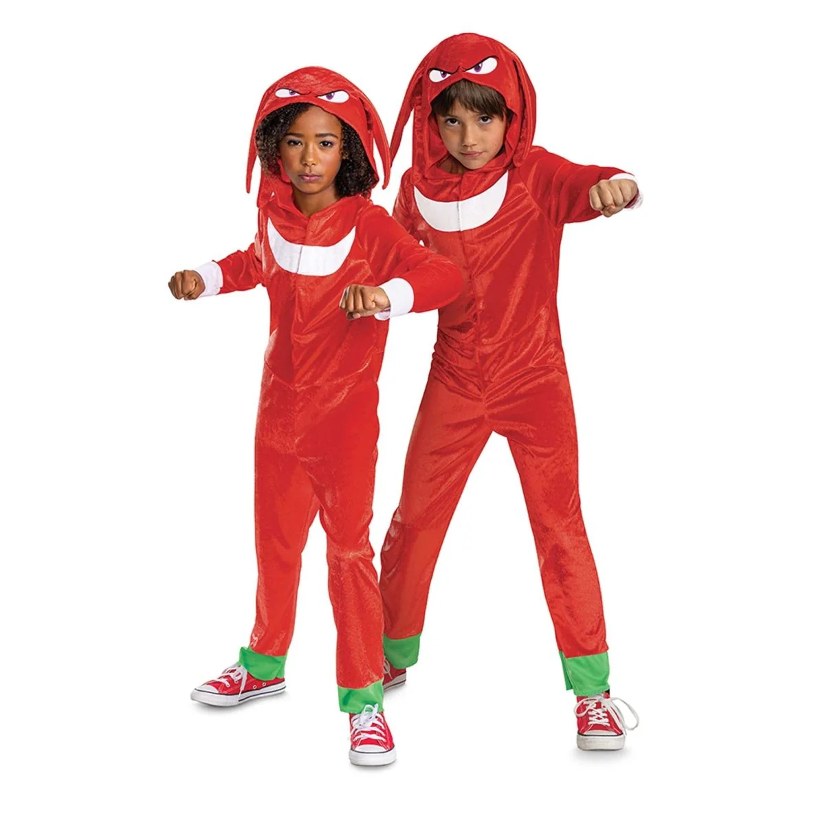 Knuckles Costume for Kids, Sonic the Hedgehog, Red Hooded Jumpsuit - Image 2