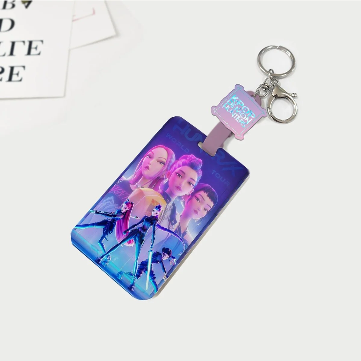 Kpop Anime Girls Card Keychain, Demon Hunter Inspired Pop Signer, 1 Count
