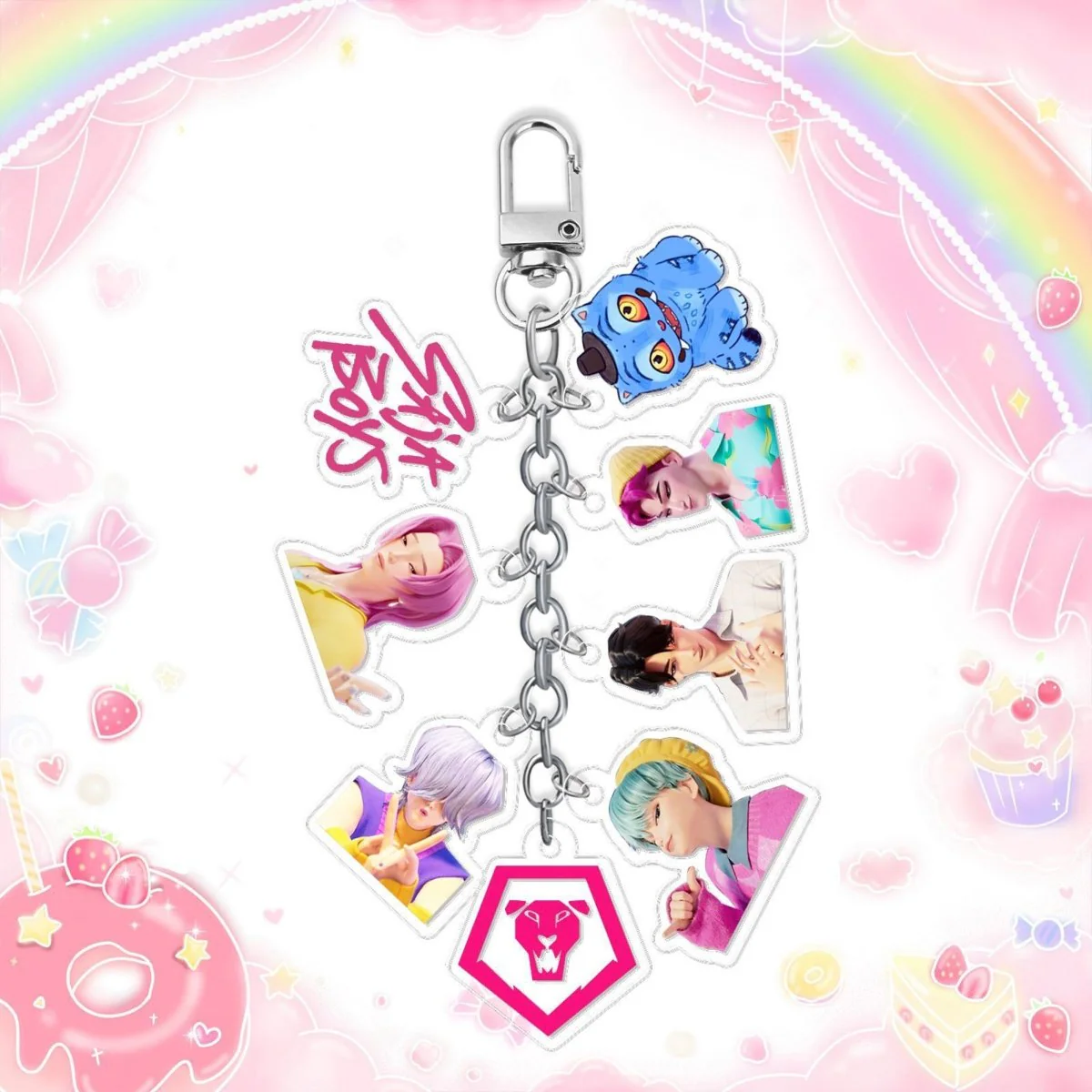 Kpop Anime Saja Boys Keychain with Charms, Demon Hunter Inspired Pop Signer, 1 Count