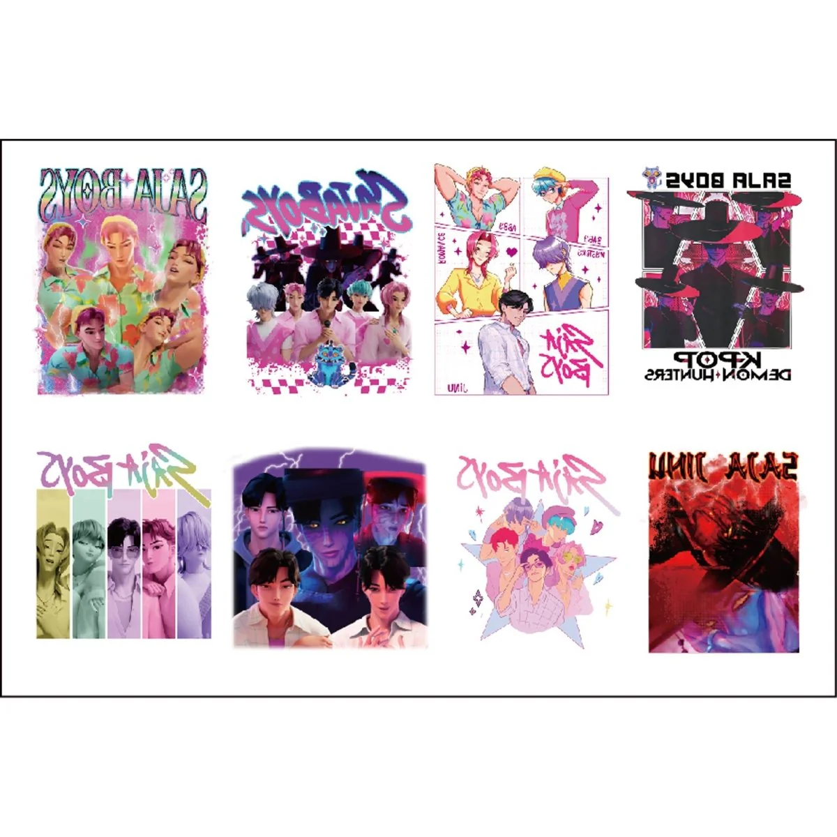 Kpop Anime Temporary tattoos, Demon Hunter Inspired Boy Band, 8 Count