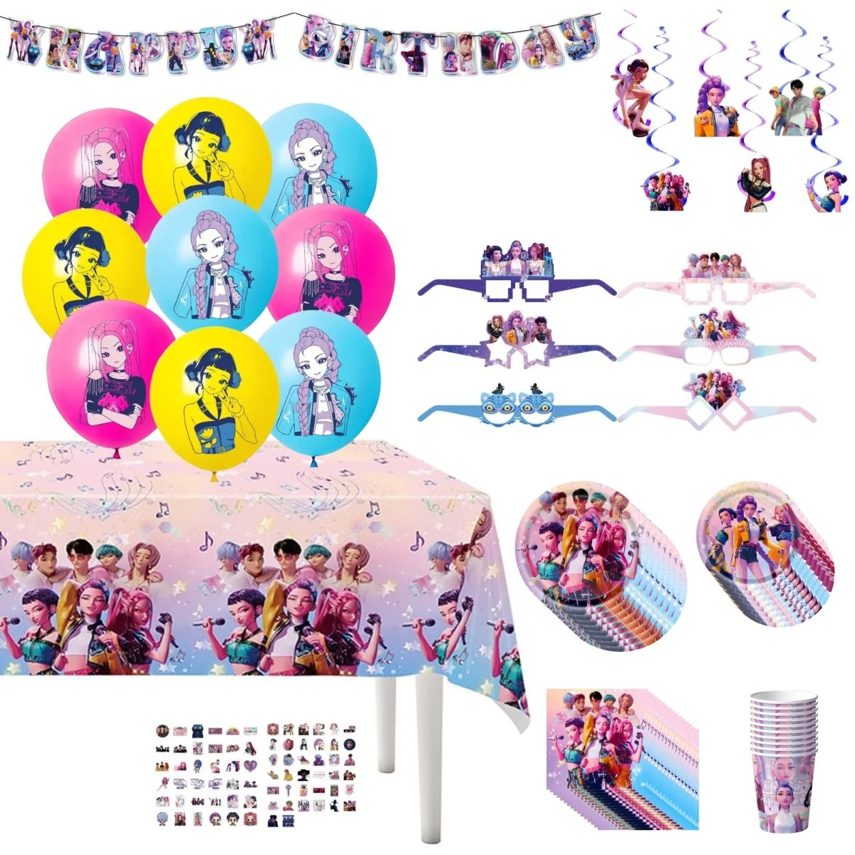 Kpop Standard Birthday Party Supplies Kit, 10 Guests