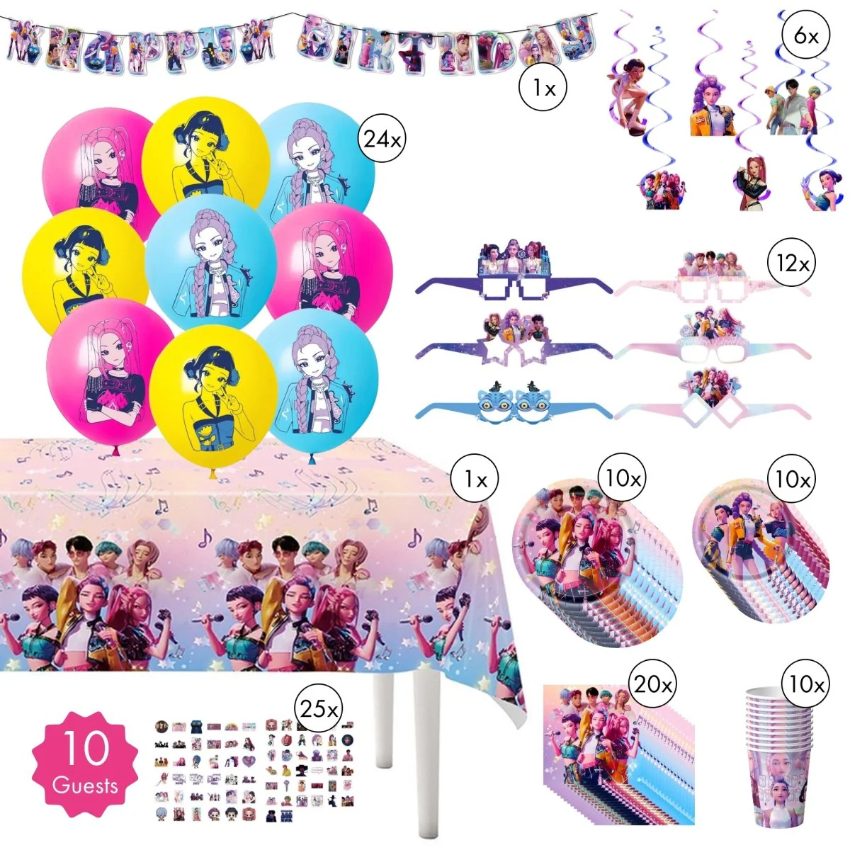 Kpop Standard Birthday Party Supplies Kit, 10 Guests - Image 2