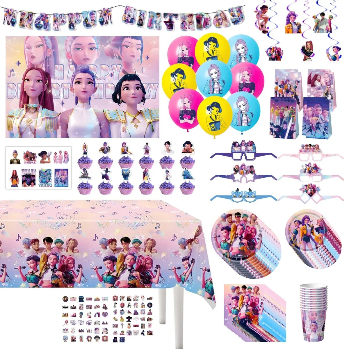 Kpop Ultimate Birthday Party Supplies Kit, 10 Guests