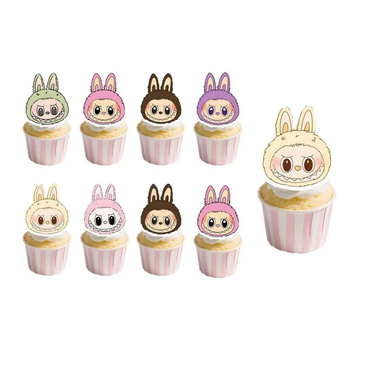 Labubu Birthday Cupcake Toppers, 12 Count
