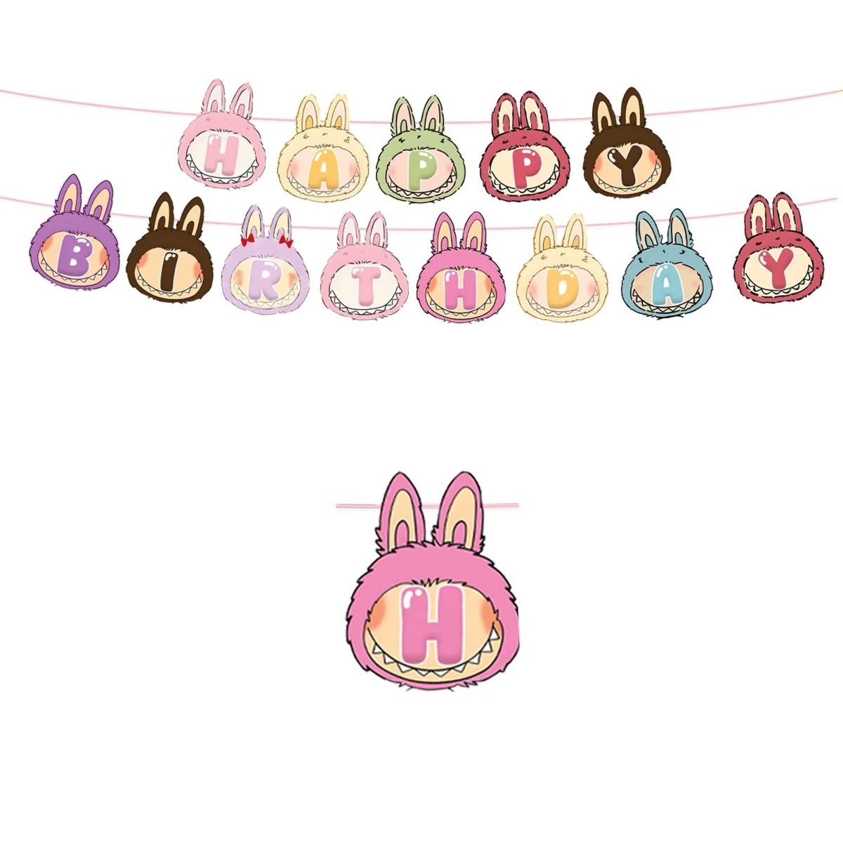 Labubu Happy Birthday Banner, 1 Count
