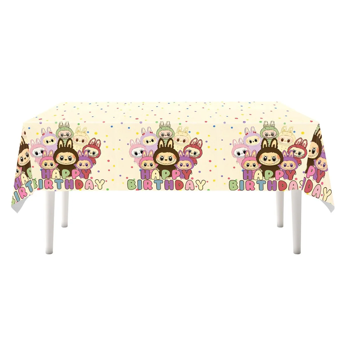 Labubu Rectangular Plastic Table Cover, 43 x 71 Inches, 1 Count