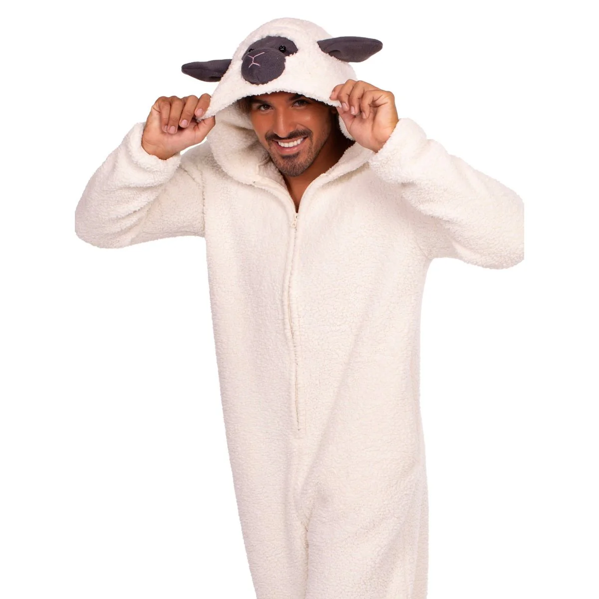 Lamb Costume for Adults, Plush Jumpsuit - Image 2
