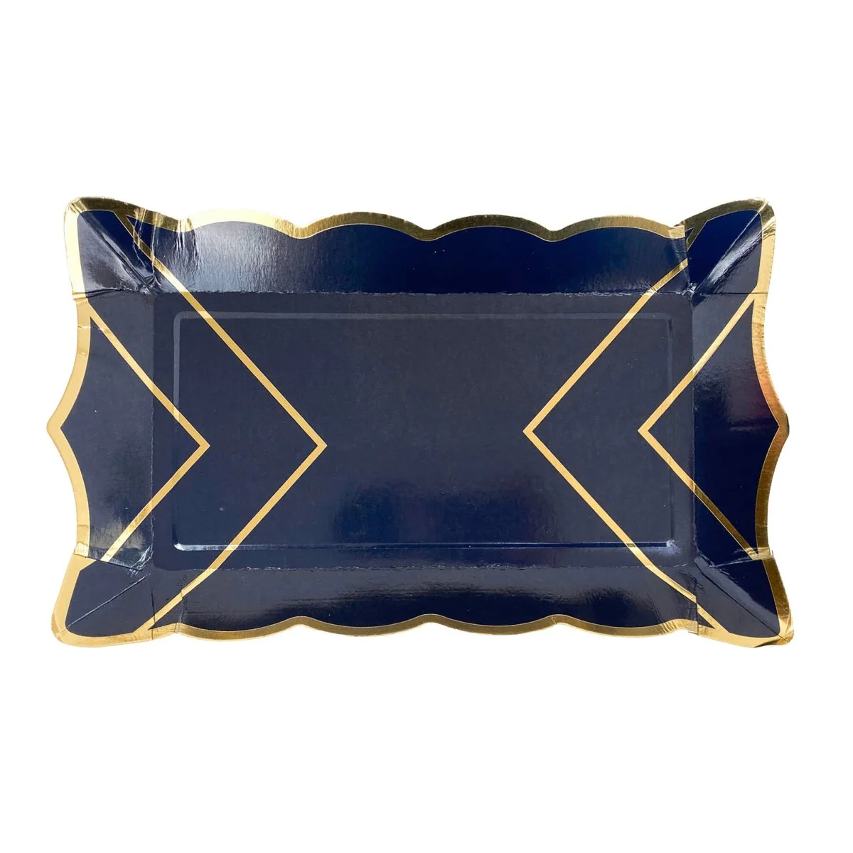 Large Rectangular Paper Trays, Navy Blue and Gold, 9 Inches, 4 Count