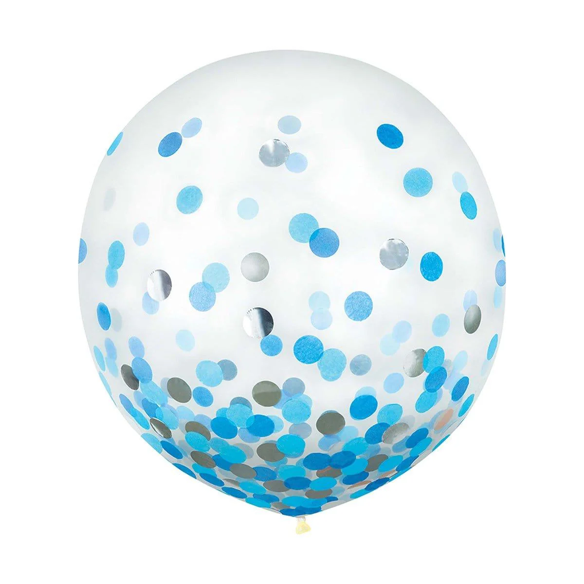 Latex Balloons With Blue and Silver Confetti, 24 Inches, 2 Count